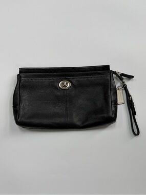 Coach Park leather large clutch in pebble black leather style F49481